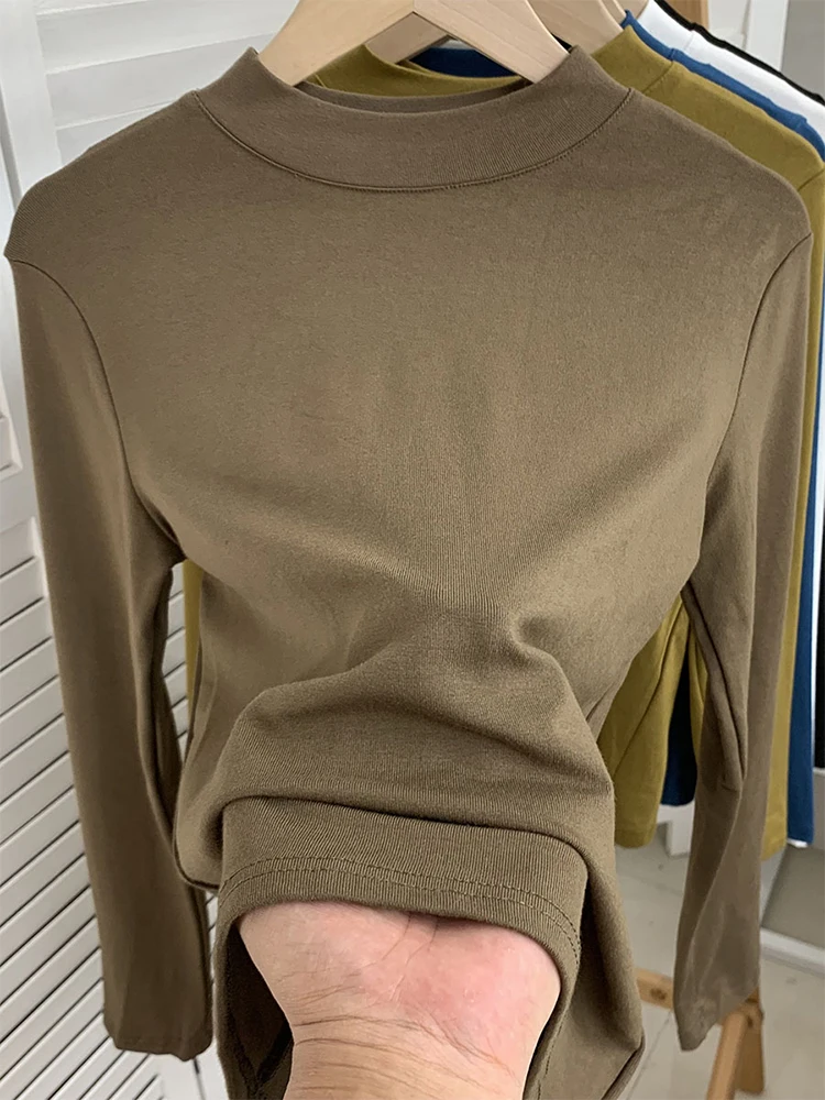 

Women's T-Shirt Korean Girl Y2k T-Shirt Clothes 90s Fashion Vintage Solid Color Slim Sexy O-Neck Long Sleeve Top Funny T Shirts