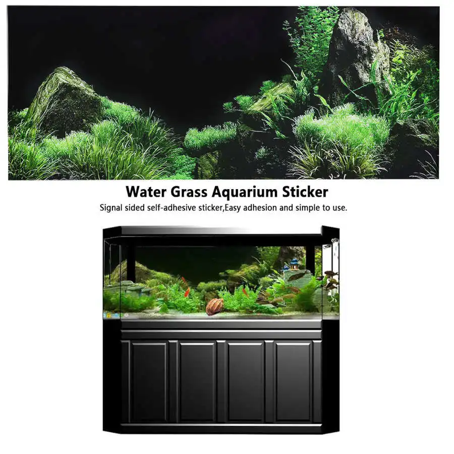 Fish Tank Decorations Aquarium Fish Tank Seafloor Water Grass Background Decoration Painting PVC Sticker Aquarium Plants Fish Tank Decoration Supplies