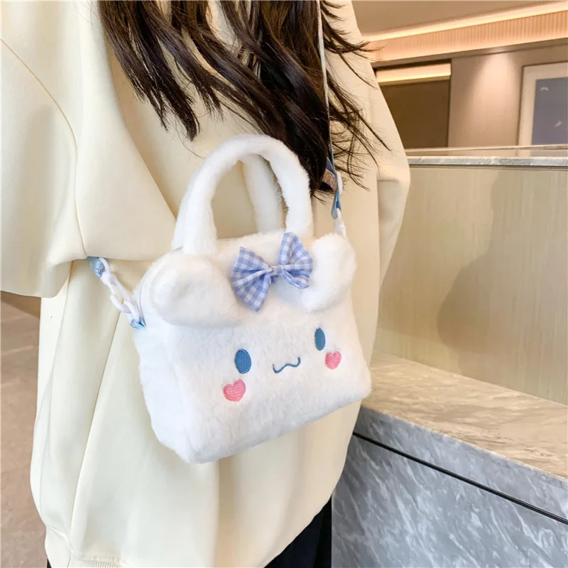Sanrio Plush Bag Kawaii Kuromi Cinnamoroll Melody Cartoon Anime Handbag Crossbody Cosmetic Travel Storage Bags Women Girls Gifts storage bag crossbody bag