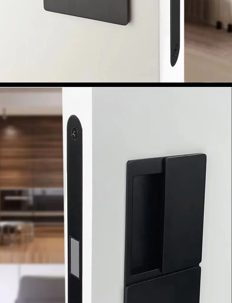2023 New Handleless Flat Lock Modern Bedroom Magnetic Recessed Door Handle Silent Push-Pull Golden Invisible Sliding Door Lock