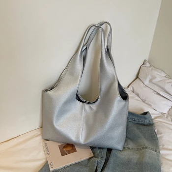Borsa a Spalla in Pelle Grande Capacità, Morbida, Minimalista, Stile Coreano, per Spiaggia, Viaggi, Shopping Quotidiano e Pendolarismo