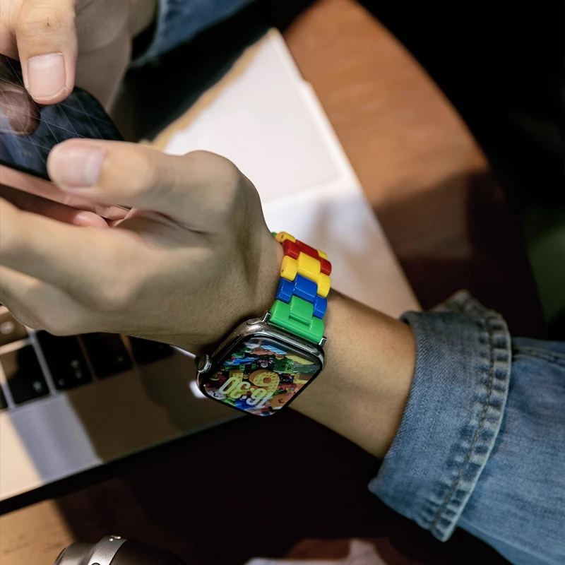 Colorful Acrylic Watch Strap - Vibrant Rainbow Design Bracelet Band