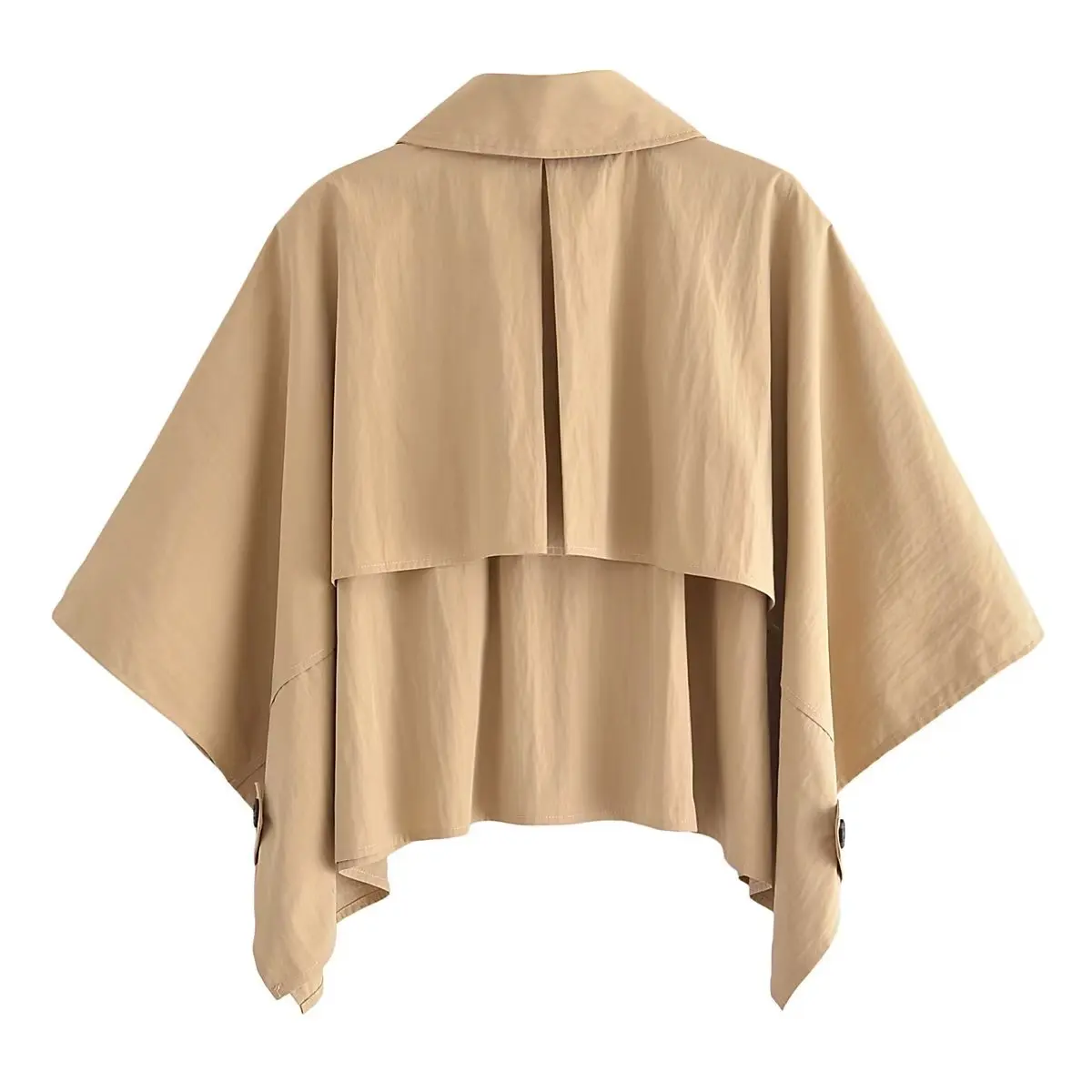Maxdutti 2023 Autumn French High Women Jacket Ladies Street Retro Cape Pocket Asymmetric Coat Top