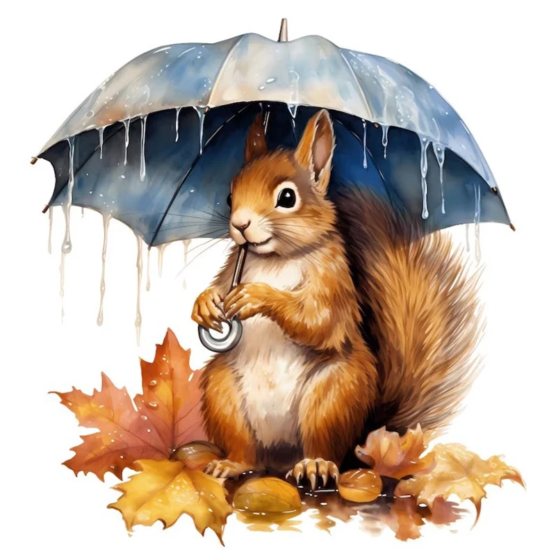 T395# Squirrel With Umbrella Wall Sticker Bathroom Toilet Decor Living Room Cabinet Refrigerator Home Decoration Decals wall stickers,wall sticker