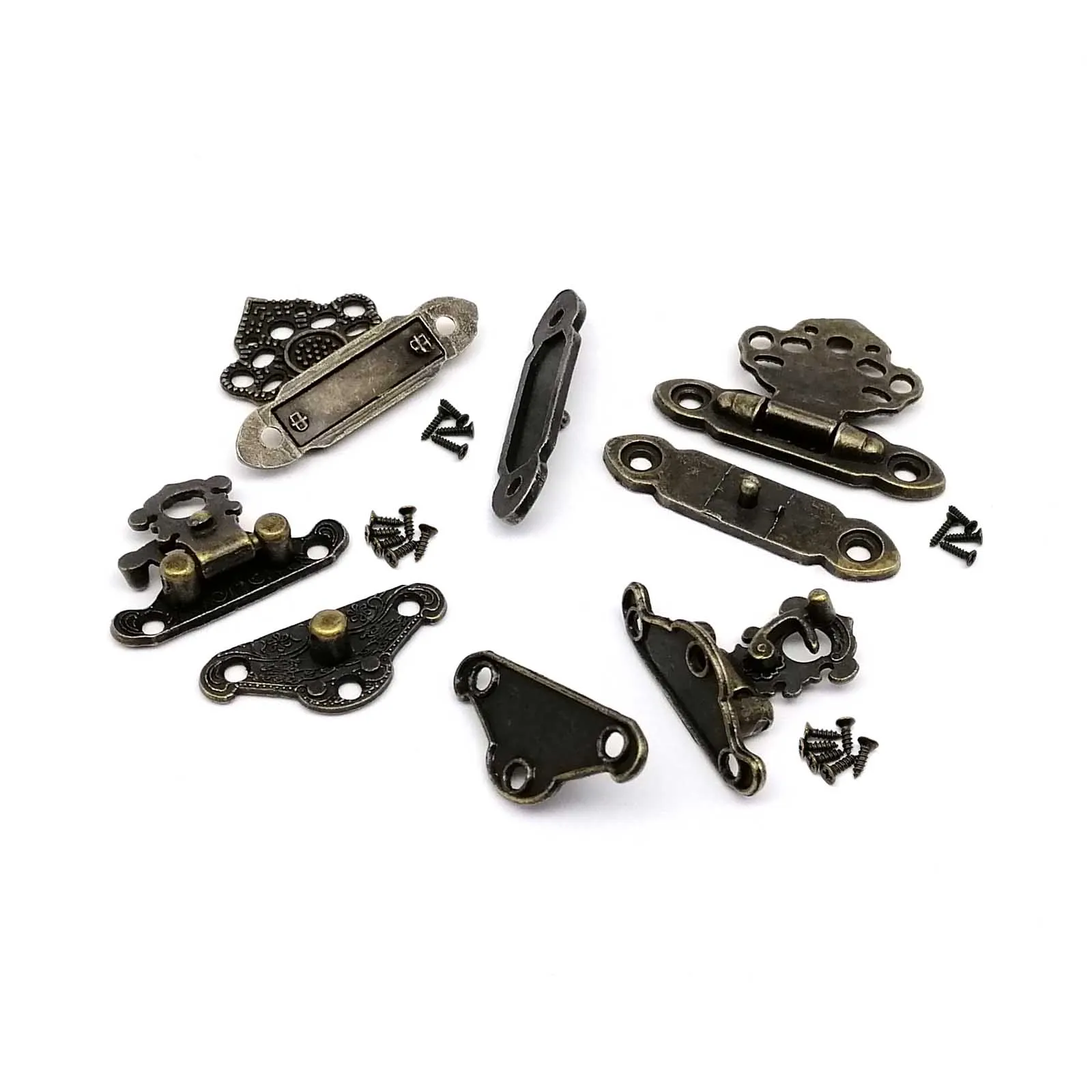 Toggle Latch Hasp Lock Clasp 12pcs Vintage Antique Brass Bronze Decorative Wooden Jewelry Chest Wine Box Gift Case with screws