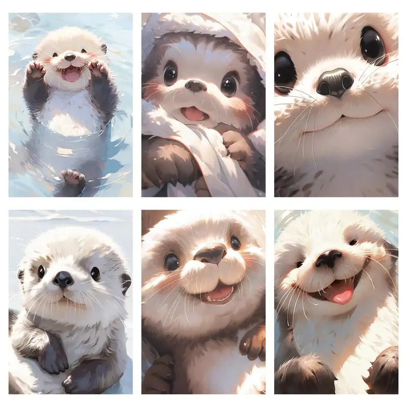 

RUOPOTY Painting On Numbers Pictures By Numbers Painting Otter Animal Picture Paint For Handiwork Canvas Art Painting Home Decor