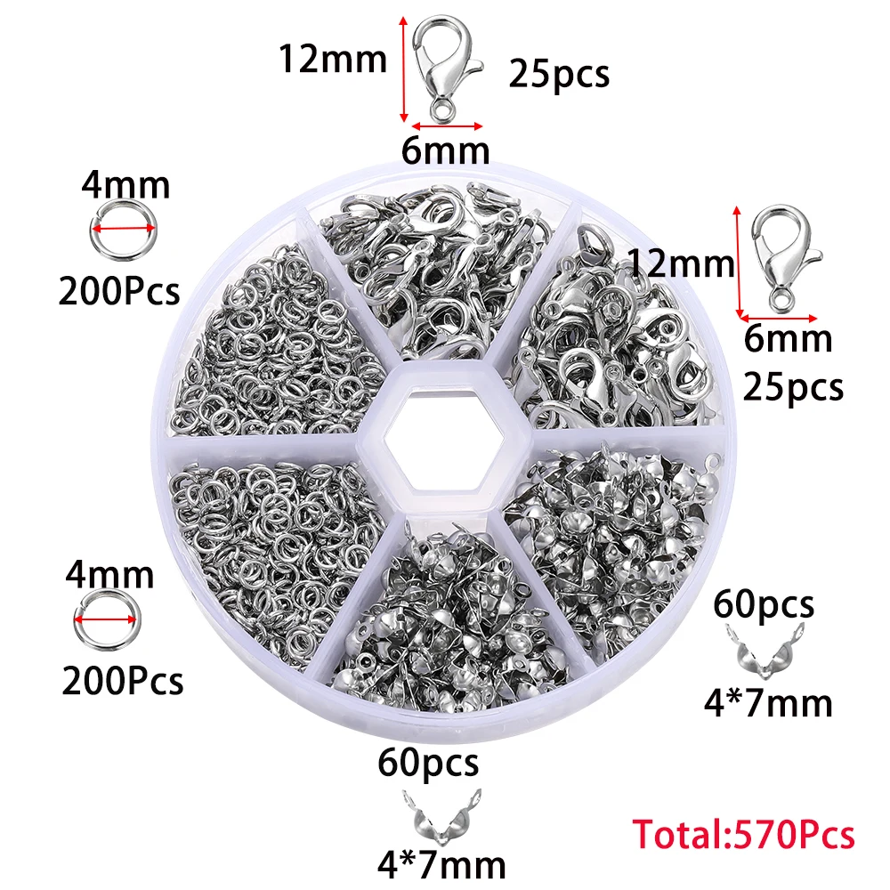 Jewelry Crafting Essentials Kit: Lobster Clasps, Jump Rings, and Earring Hooks