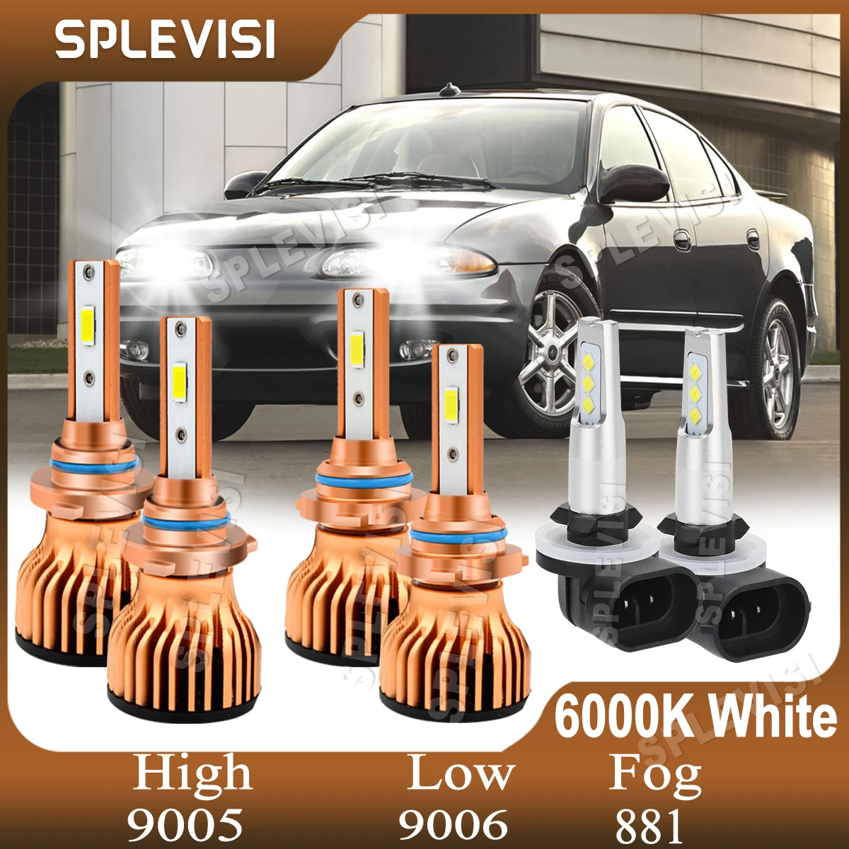 

Светодиодные фары для автомобиля, прозрачные белые фары, дальний и ближний свет, противотуманные фары 9005, 9006, 881, 1999 для Oldsmobile Alero 2000, 2001, 2002, 2003, 2004