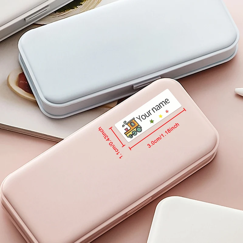 맞춤형 방수 이름 스티커 (학용품용), 투명 맞춤형 라벨 (스포츠 물병용) - 다국어 데칼