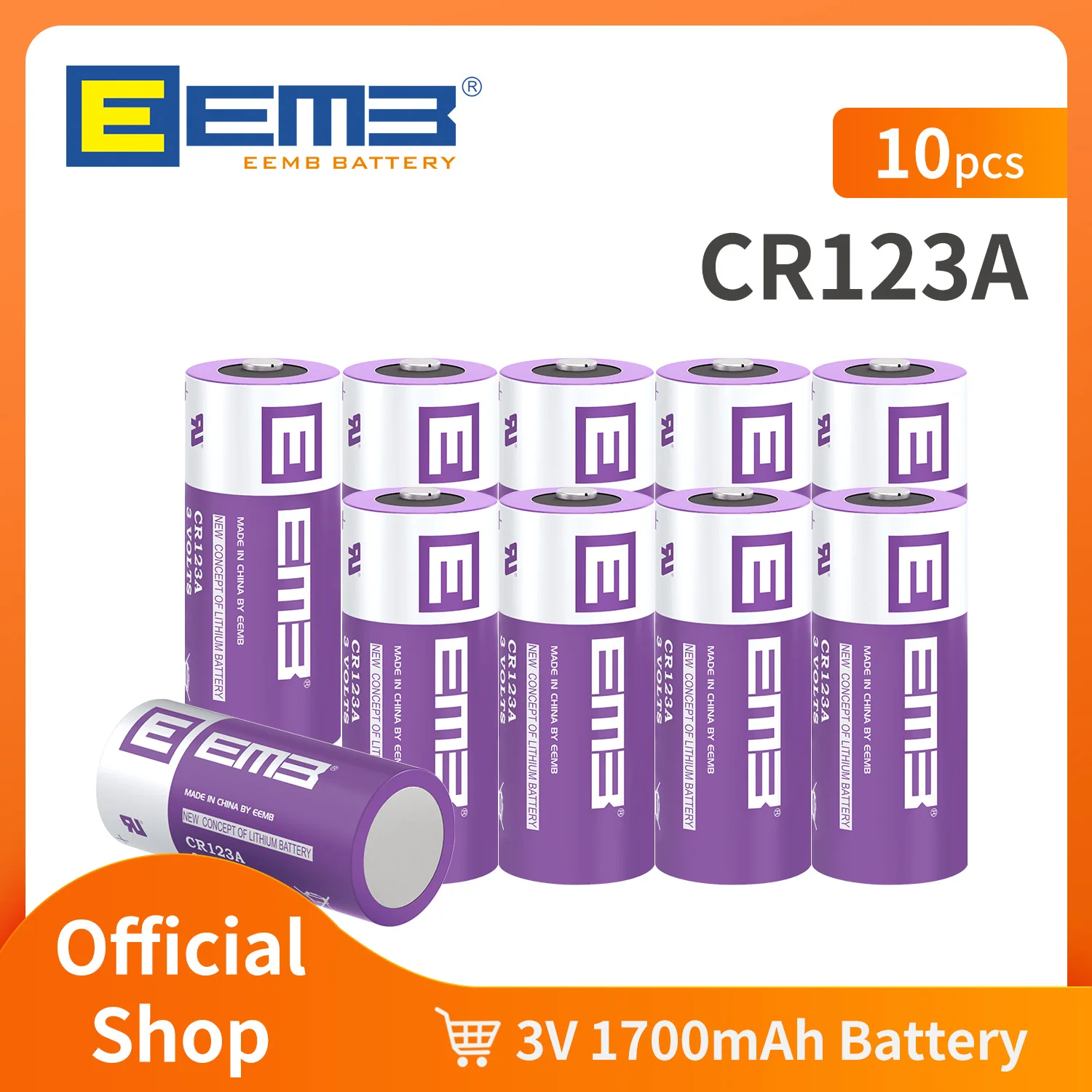 EEMB CR123A แบตเตอรี่ลิเธียม3V 1700มิลลิแอมป์ไม่มีแบตเตอรี่แบบชาร์จไฟได้สำหรับไมโครโฟนกล้องตรวจจับควันไฟฉายกริ่งประตู 1