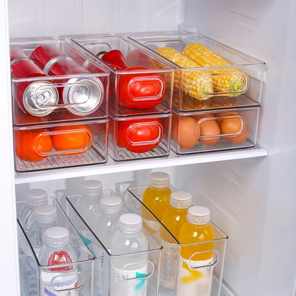 1pc Refrigerator Organizer Bins Stackable Fridge Food Storage Box with  Handle Clear Plastic Pantry Food Freezer Organizer Tool - AliExpress