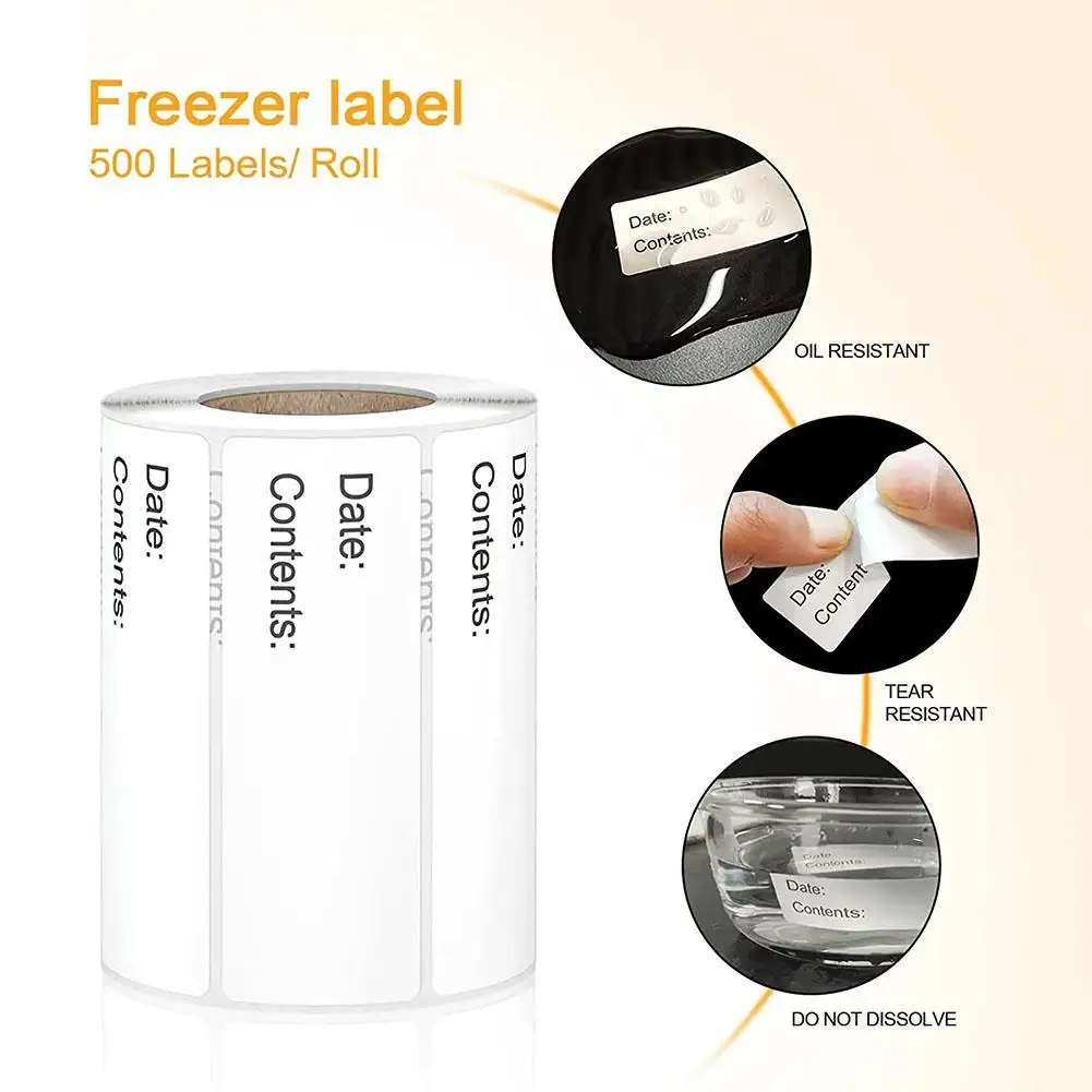 500PCS Date Freezer Label Stickers For Food Storage Date Content Home Kitchen Packaging Condiments Mark Sticker Labels