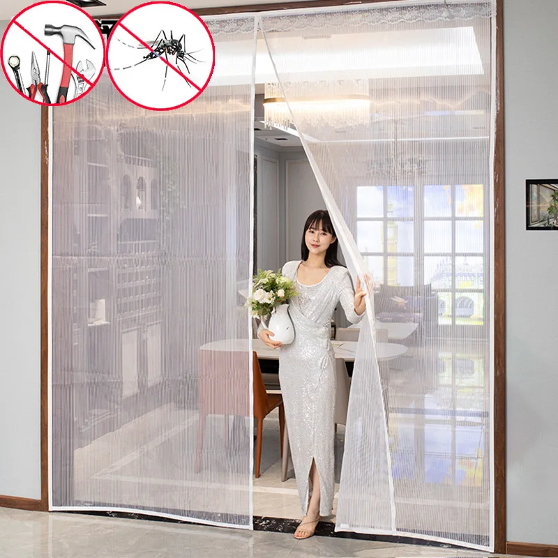Large Tool-free Magnetic Mosquito Net Summer Anti Bug Fly Door Curtains Mesh Auto Closing Door Screen Anti Bug Fly Door Screen