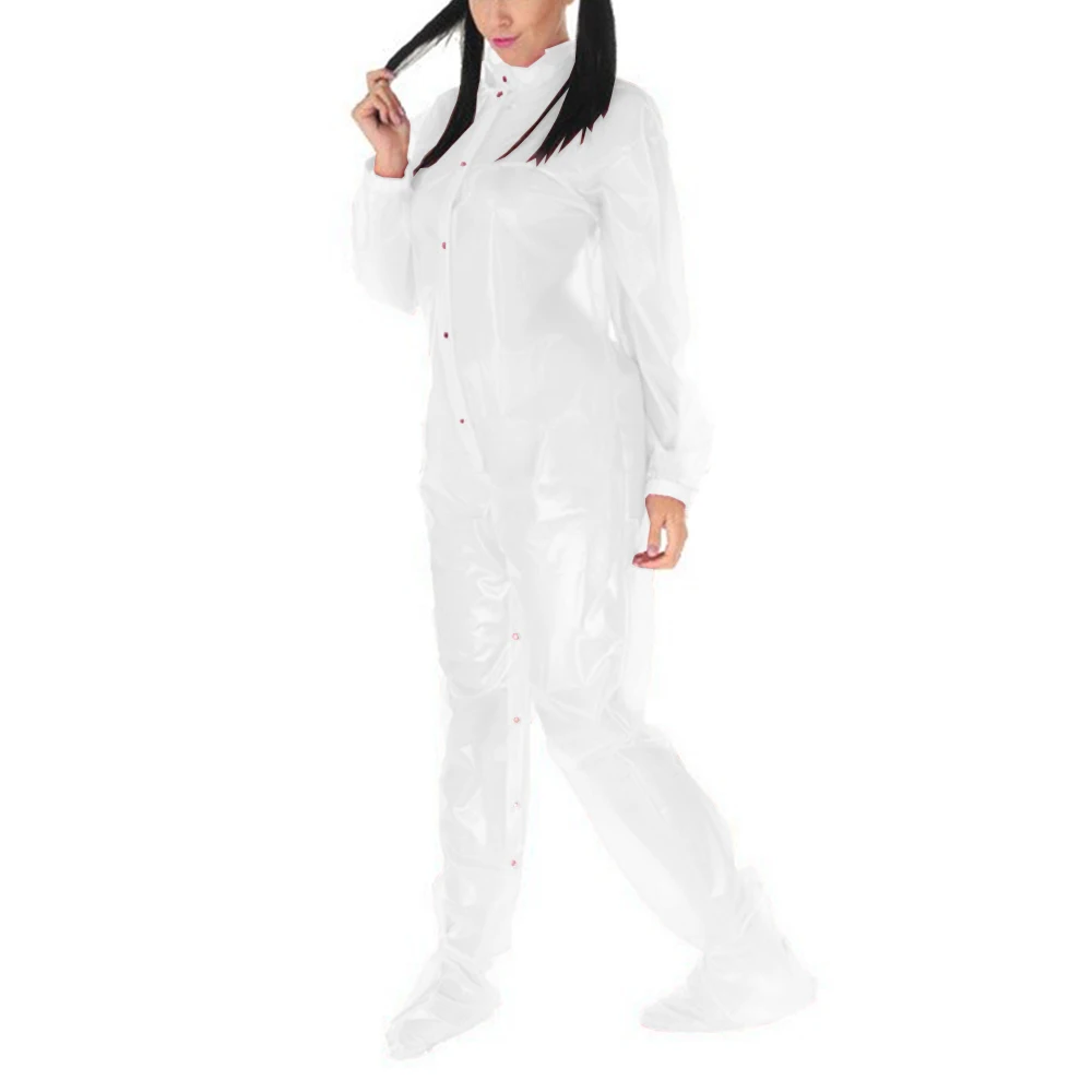 Adult Baby Bodysuit Clear PVC Jumpsuit Long Causal One Piece Jumpsuit Sissy Mens Halloween Costume French Adult Sissy Baby Suit 2