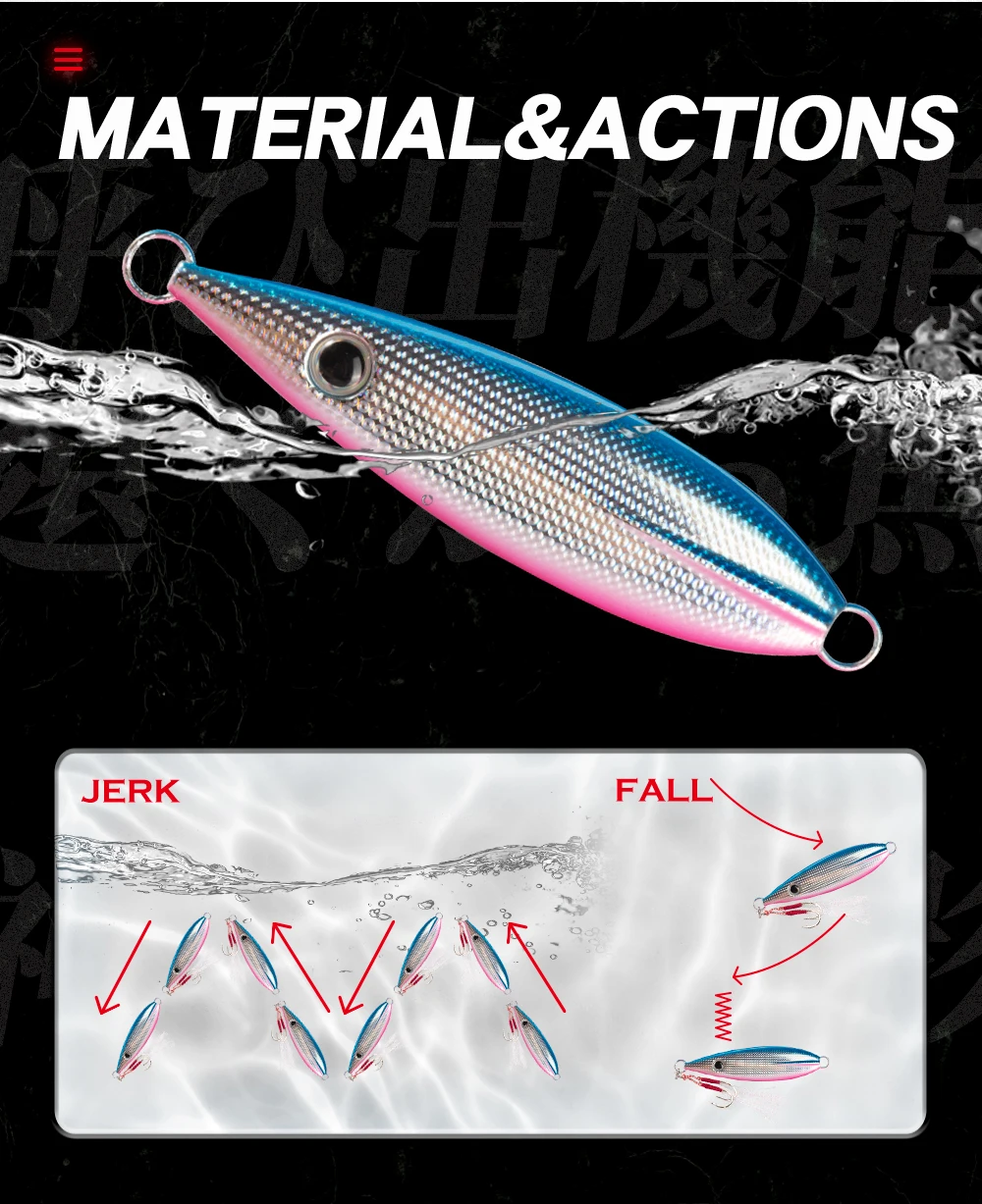 Hunthouse Trolling-Jigging-Angelköder, harter Köder, 90 mm/60 g, 105 mm/100 g, sinkende Zinklegierung, Slow Jig, Salzwasser, für Thunfisch, Bass, Angelzubehör – Detail 5