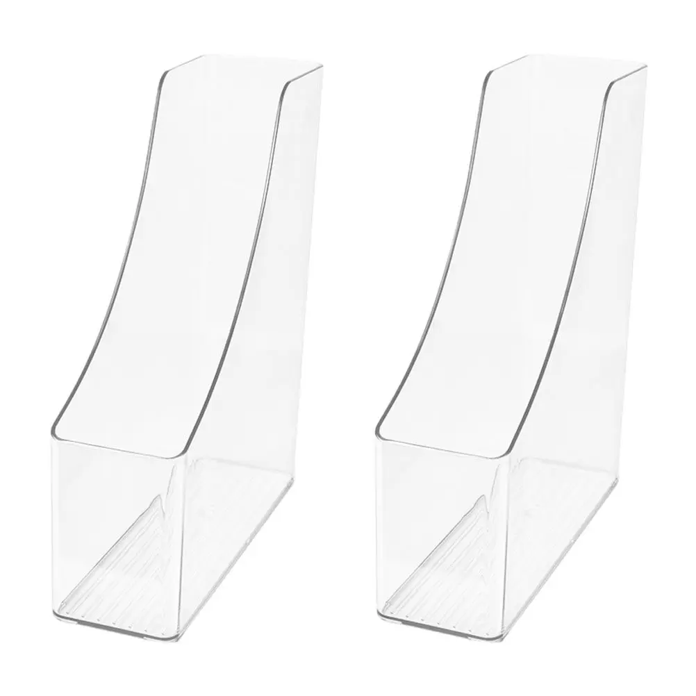 2Pcs 클리어 파일 주최자 데스크탑 문서 랙 책 파일 편지용 투명 잡지 홀더 사무실 홈 학교 도서관