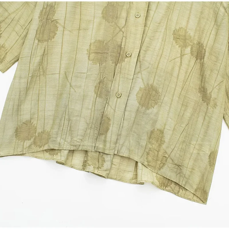 Conjunto de pantalones largos de lino con estampado tie-dye para mujer, camisas de media manga con solapa y botonadura sencilla, pantalón de pierna ancha con cordón ajustable, 2 piezas