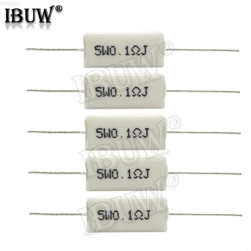 Cement Resistor 10PCS 5W 0.1 ~ 10k ohm 0.33R 1R 10R 100R 0.22 0.33 1 10 100 1K 10K ohm