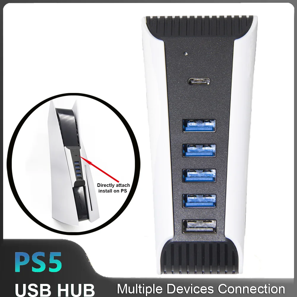 Hub Usb 5 In1 Per Console Ps5 Type-C 3.1 Usb2.0 Hub Extension Dock Splitter Usb Portatile Per Ps5 Vr Gamepad Phone Charge