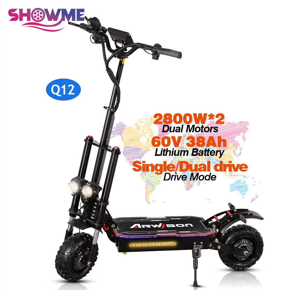 Q12 Plus 60V 27AH fast electric scooter maximum speed 86km/h Powerful 5600W dual motor 11-inch foldable adult off-road scooter
