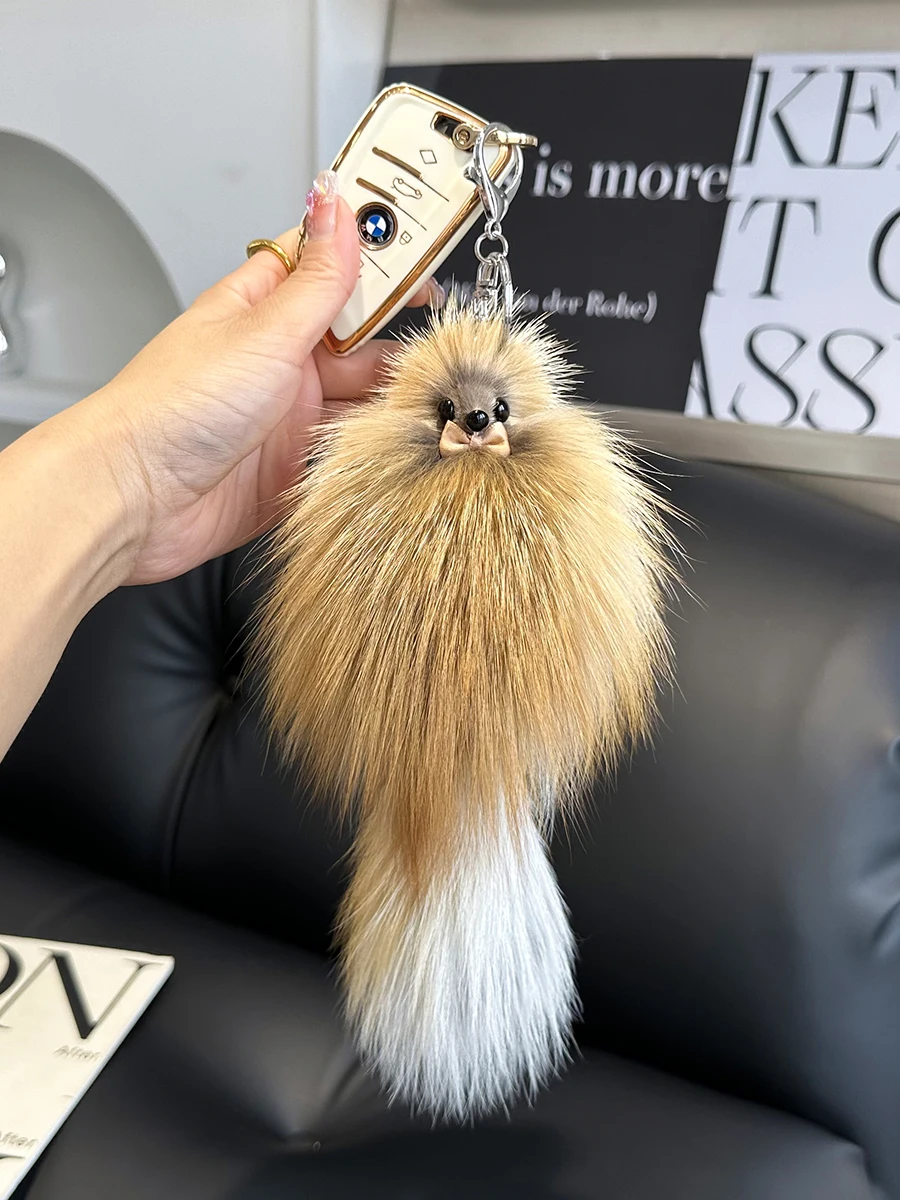 2024 かわいいリアルキツネのおもちゃキツネの毛皮キーホルダー