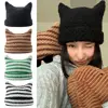 Y2K Harajuku Punk Gothic Knitted Cat Ear Little Devil Hat Millennium Women Kawaii Designer Winter Handmade Beanie Female Caps 1