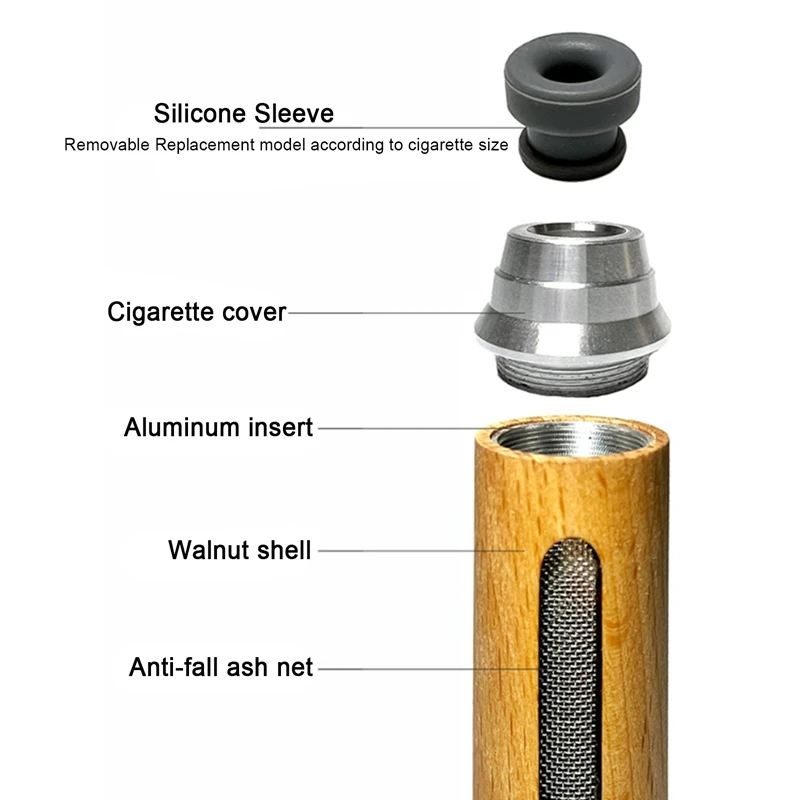 1pc Portable Ashtrays Anti Soot-flying Cigarette Cover Handheld Car Ashtray Wooden Cigarette Holder Ash Tray with Storage Bag car ashtray portable ashtray