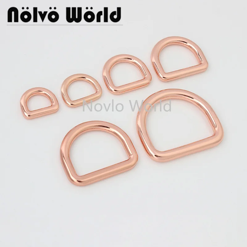 10-50 Pieces 6 Colors 6 Size 10-13-15-19-25-30mm Rose Gold Welded D Ring Closed Dee Rings Alloy Round D Ring for Sewing Parts 50pcs 25mm 38mm 50mm5 0 line brush antique brass color non welded round rings alloy metal o ring for bags straps belts connect