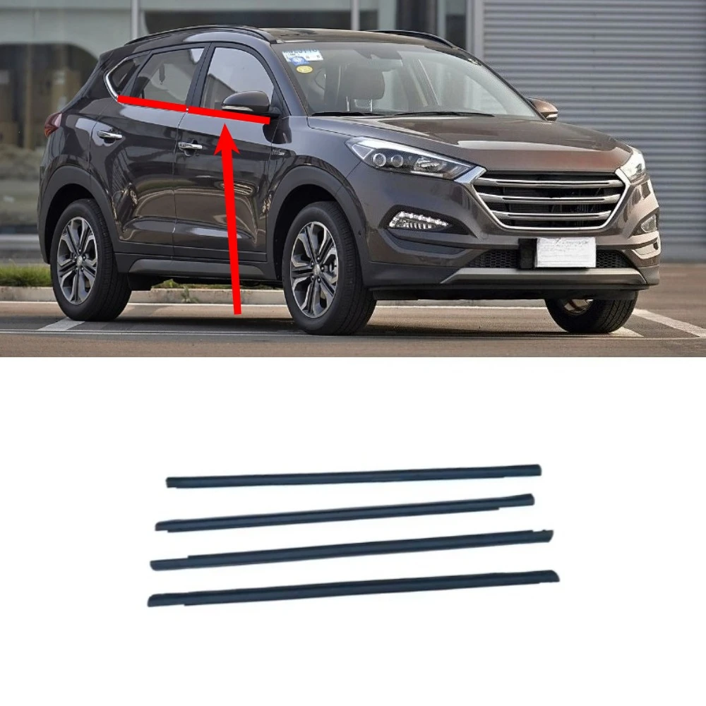 サイドバイザー ヒュンダイ IX35/ツーソン 4ドア 2009年〜2014年 モール付き AP-WVR-HY28-M 入数：1セット(4枚) と互換性がある HYUNDAI IX35 2010 2011 2012 2013 2014 2015 ドア