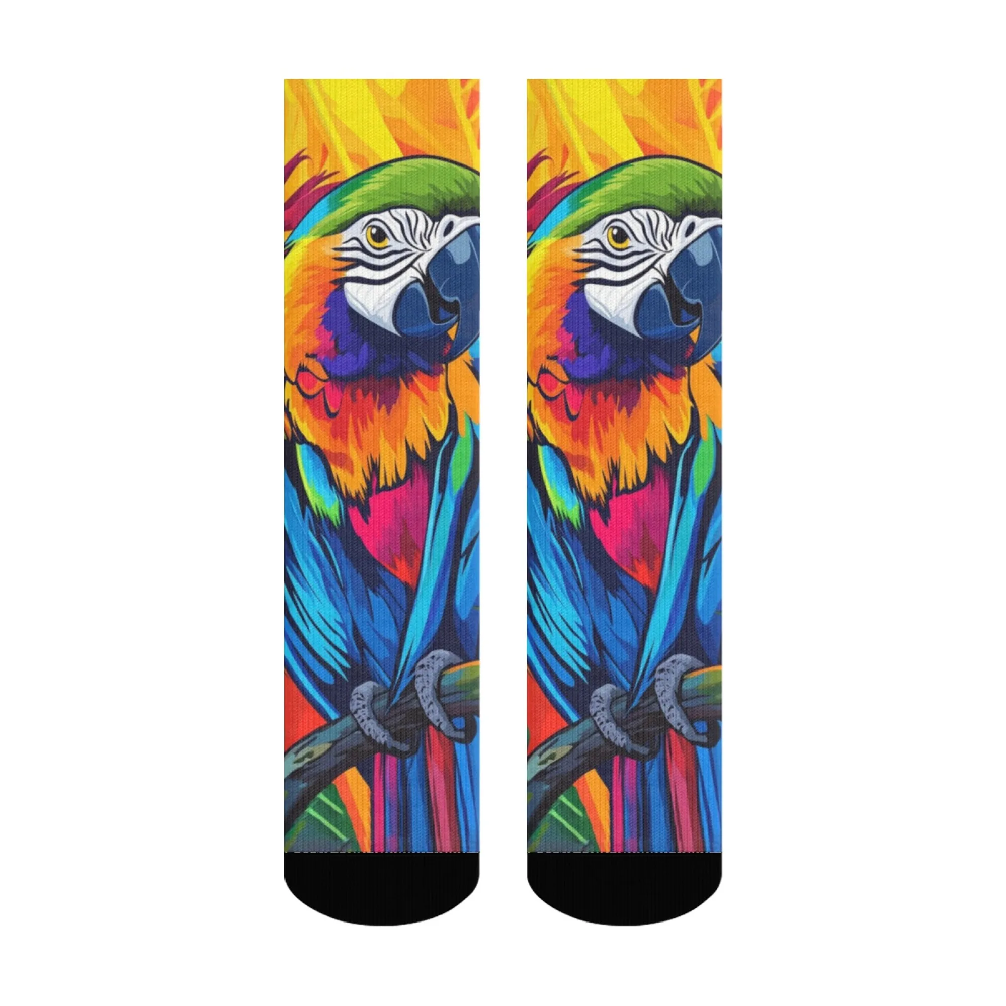 Vibrant Parrot Print Men's Retro Compression Socks - Soft & Comfortable Novelty Gift