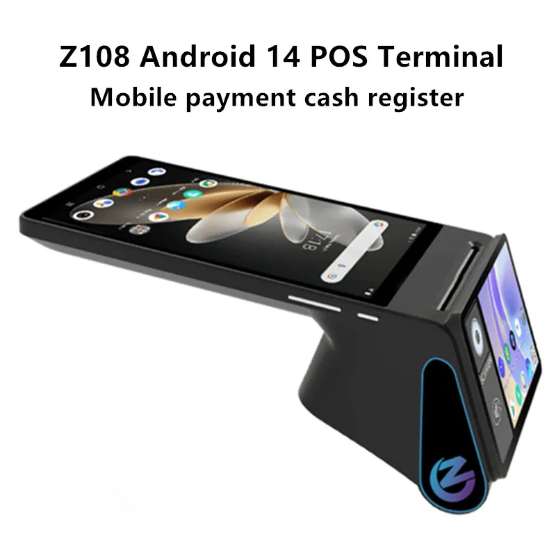 Z108 안드로이드 14 듀얼 스크린 POS 단말기 판매 시점 현금 등록기 (8인치..