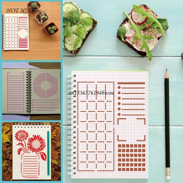 24Pcs Journal Stencils 5 Drawing Templates for DIY Planner Notebook  Scrapbook Calendars Schedule - AliExpress