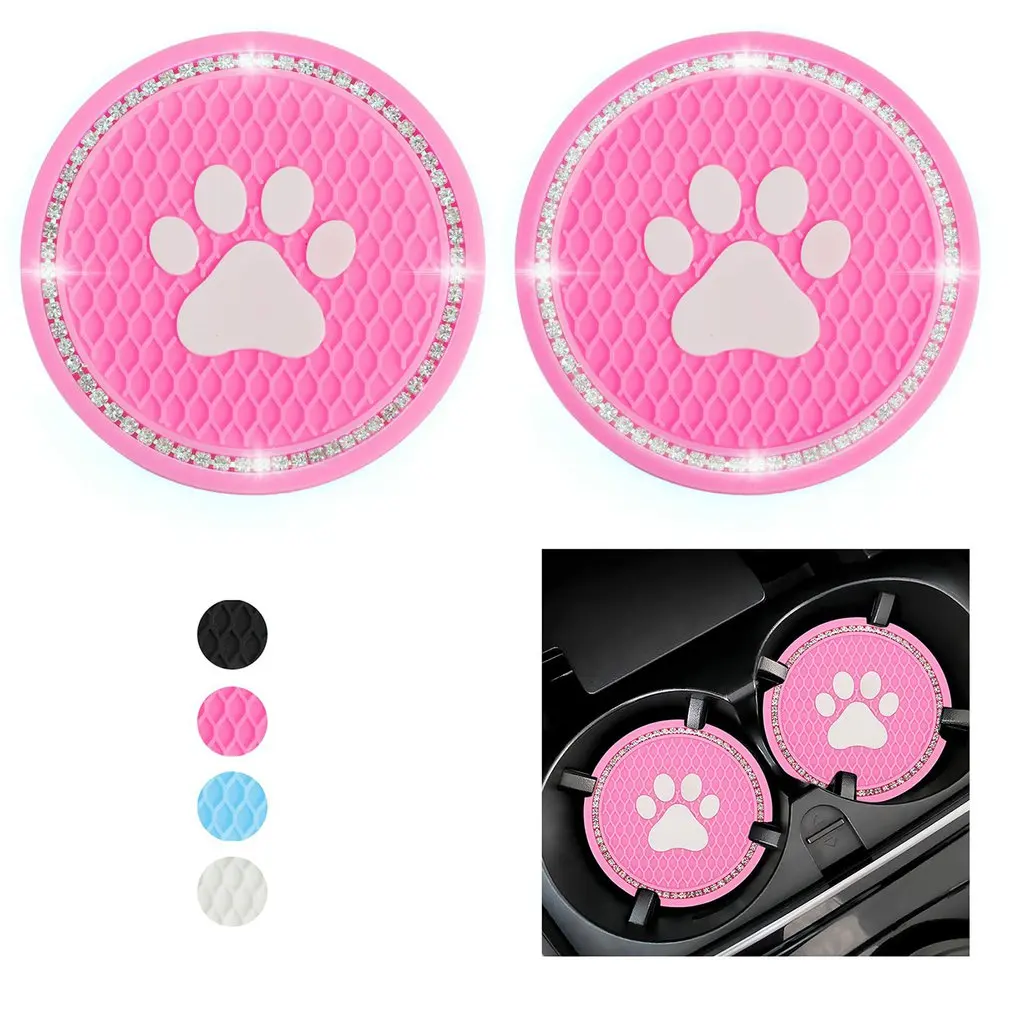 

Hot New 4 Pieces High Quality Flexible Car Cup Mat Cat Paw Auto Water Cup Slot Non-Slip Mat Pad Accessories Interior Decoration