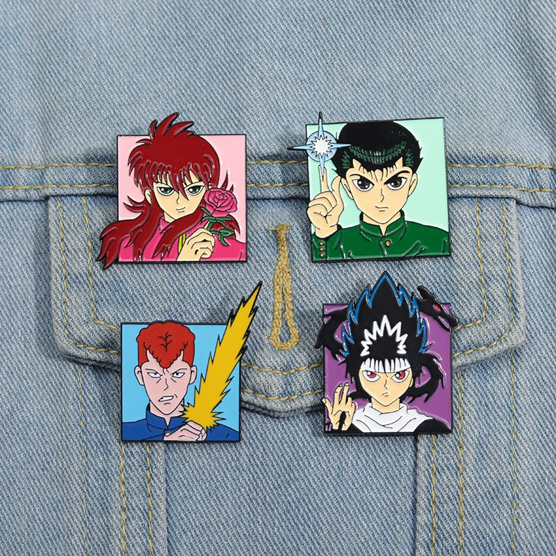 Anime Figure Urameshi Yusuke Brooch Pins Cartoon YuYu Hakusho Character Badge Enamel Brooches Jewelry Cosplay Props Gift Accesso game cosplay props anime brooches game brooch