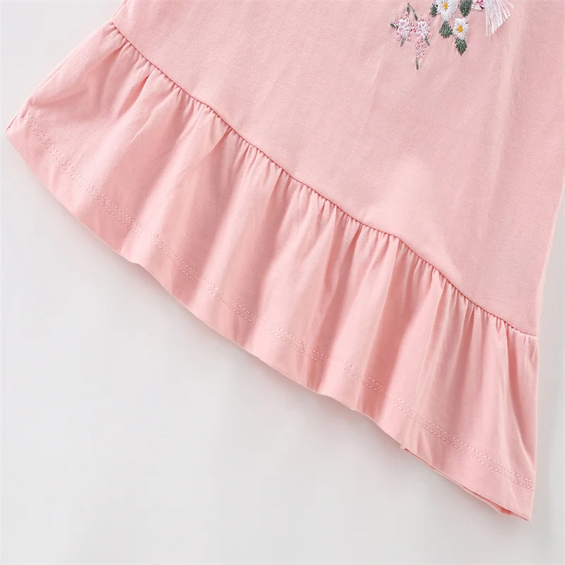 Jumping Meters 3-8T New Arrival Bunny Embroidery Hot Selling Cotton Summer Girls Tshirts Baby Clothes Children's Tees Tops 6