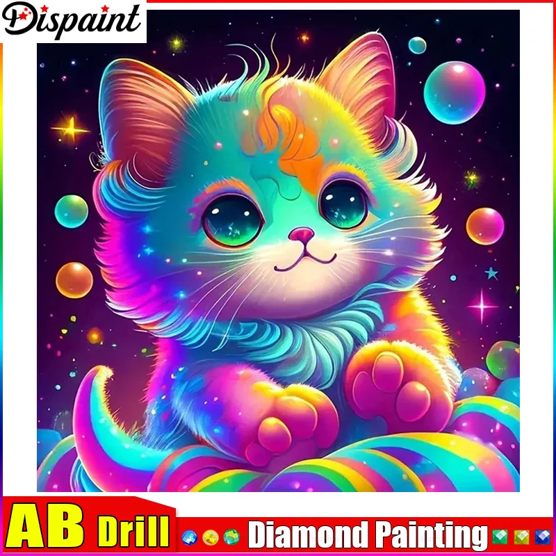

Dispaint AB 5d Diamond Painting Full Square/Round "Color Cat Stars" Picture Of Rhinestone DIY Diamond Embroidery Home Decor