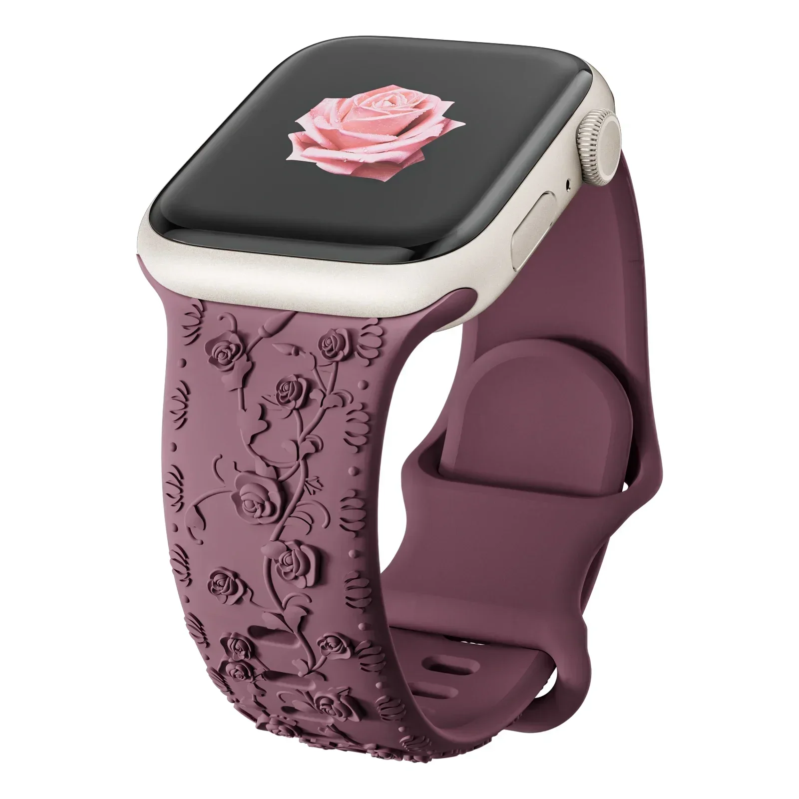 Floral Engraved Silicone Watch Band Bracelet