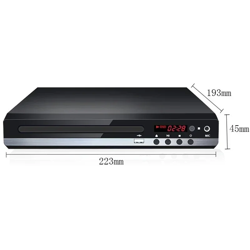 Home DVD Player VCD CD Disc Media Player Machine with AV Output Remote USB Mic Full HD 1080P Home DVD Box Multimedia