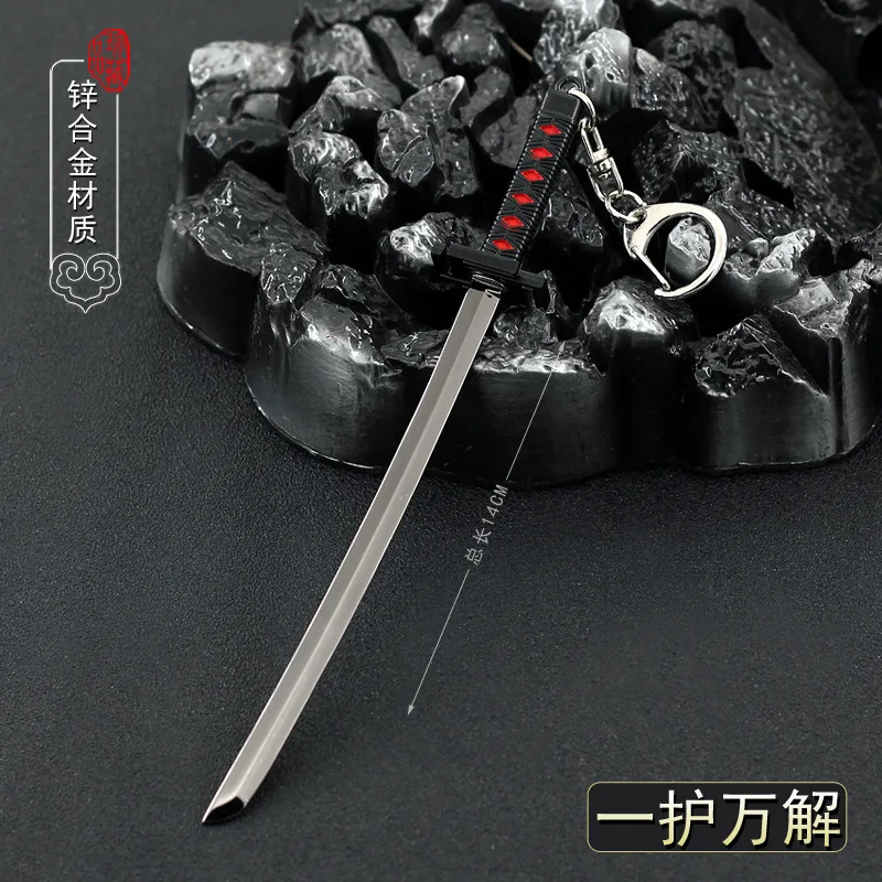 14Cm Tensazangetsu Bleach Kurosaki Ichigo Japan Blade Machete Sabre Metallo Freddo Armi Modello Anime Periferiche Portachiavi Ornamento