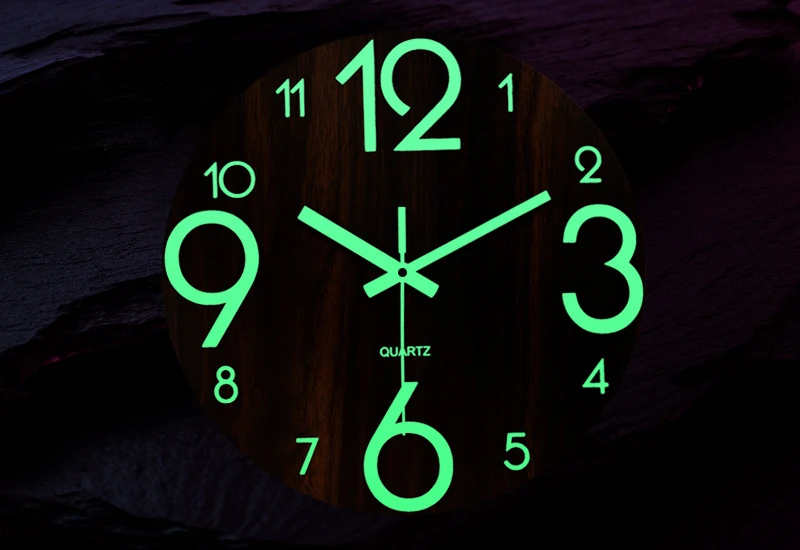 12 Inch 3D Luminous Wall Clock Creative Wood Round Clock Nordic Minimalist Week Watch Clocks Mute Quartz Wall Clock Home Decor