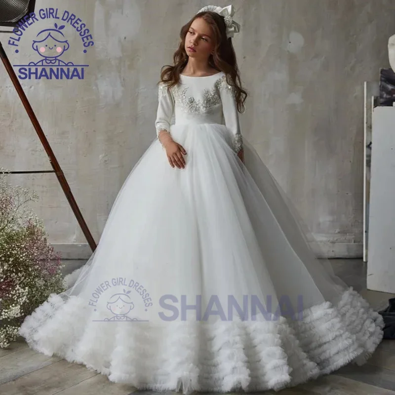 

Flower Girl Dresses for Weddings O-Neck A-LINE Floor-Length Princess Dress for Wedding Bridesmaid First Communion Pageant