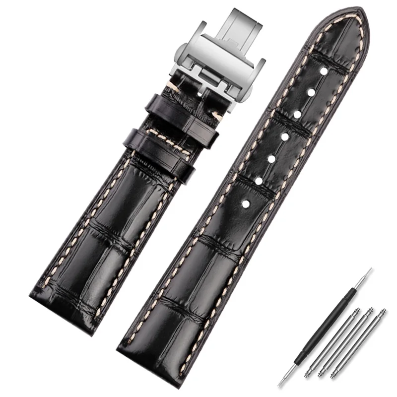 thumbnail image 1 of Correa de reloj para Longines Masters Collection L3 L4 L2.628/L2.673, de piel de vaca, con hebilla de mariposa, correa de reloj de 19, 20 y 21 mm, 1 of 5