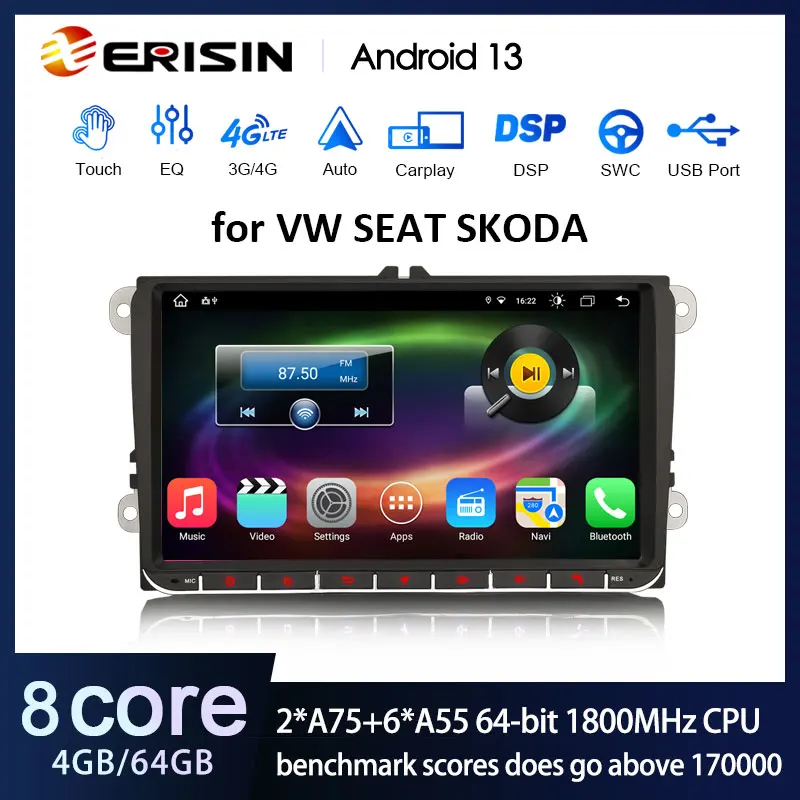 Android 13 2 DIN Autoradio 7 Inch Met GPS, WiFi, Bluetooth, DAB+ En Achteruitrijcamera