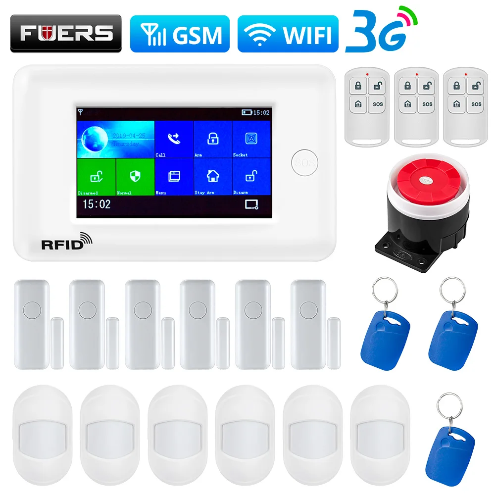 

PG106 WiFi 3G GSM Alarm System Wireless Home Security System kit Support APP Remote Control With RFID Motion Sensors