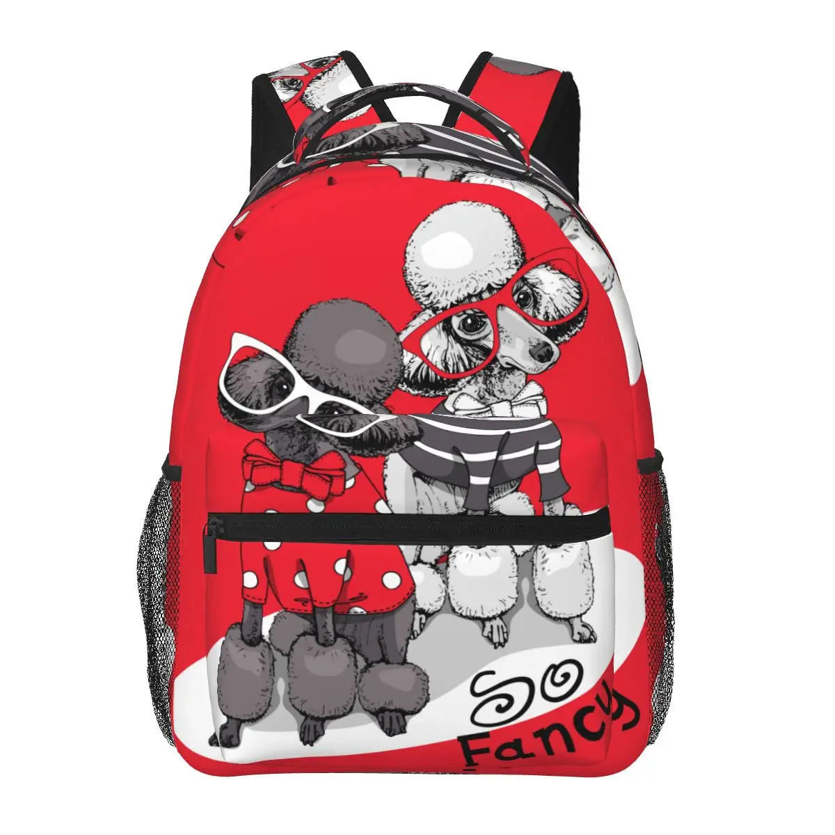 

Women Backpack Cute Poodles In The Glasses With The Bow Tie Fashion Bag for Women Men School Bag Bookbag Mochila