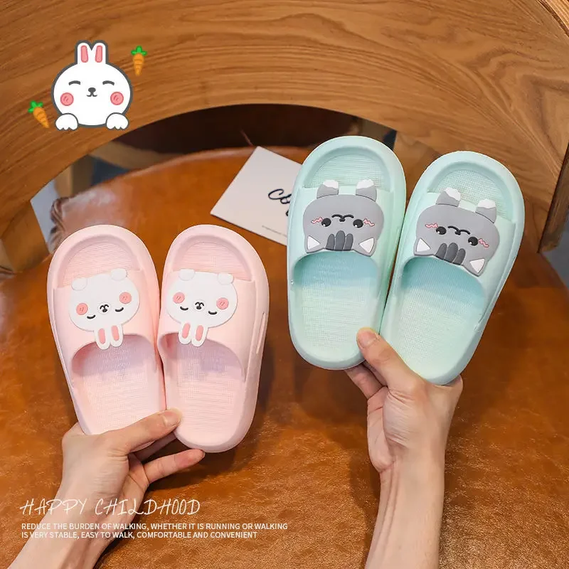 Pink Rabbit Children's Slippers Summer Non-slip Bath Cartoon Household Children Bunny Slipper Teenage Girls and Boys Slipper kids slippers summer slippers