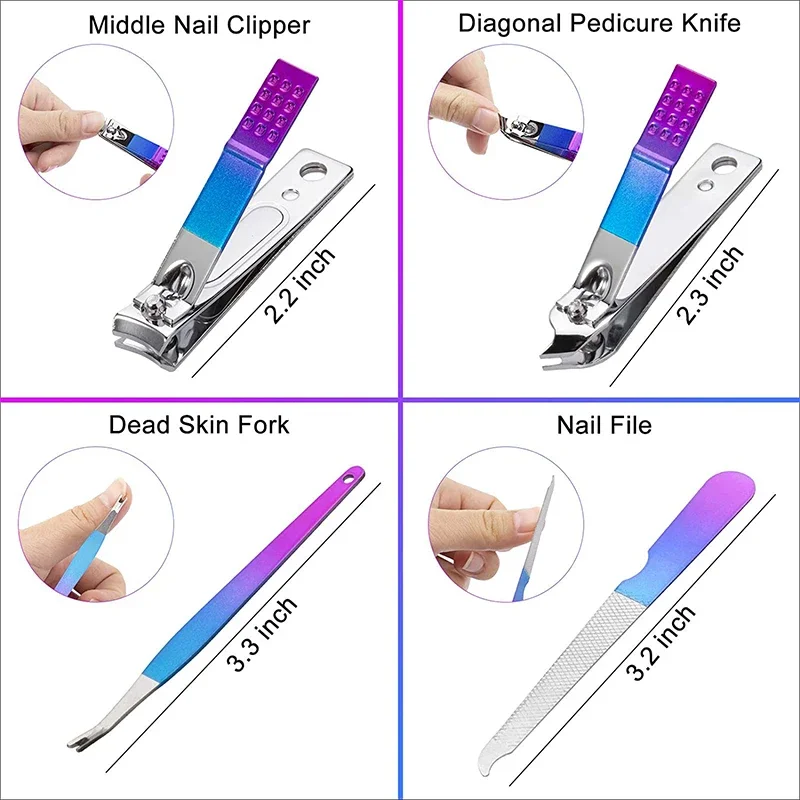 7/10/12/15Pcs/Set Manicure Cutters Nail Clipper Set Household Stainless Steel Nail Clippers Pedicure Nail Scissors Tool 5
