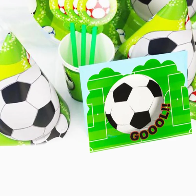 10pcs Green Football Invitation Card Event Party Wedding Greeting Card Boy Birthday Party Paper Thank You Accessories greeting cards thank you cards wedding invitations
