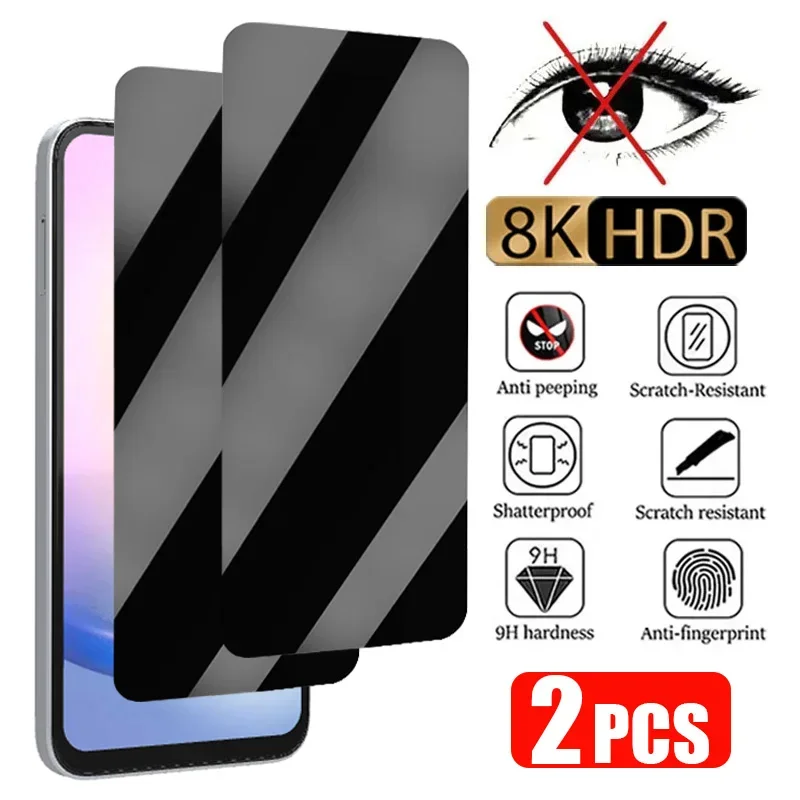 2 Stück Anti-Spionage-Glas für Samsung S21 S20 Fe 5G A73 A53 A33 A23 5G Sichtschutz für Samsung A72 A52 A32 A70 A50 A40