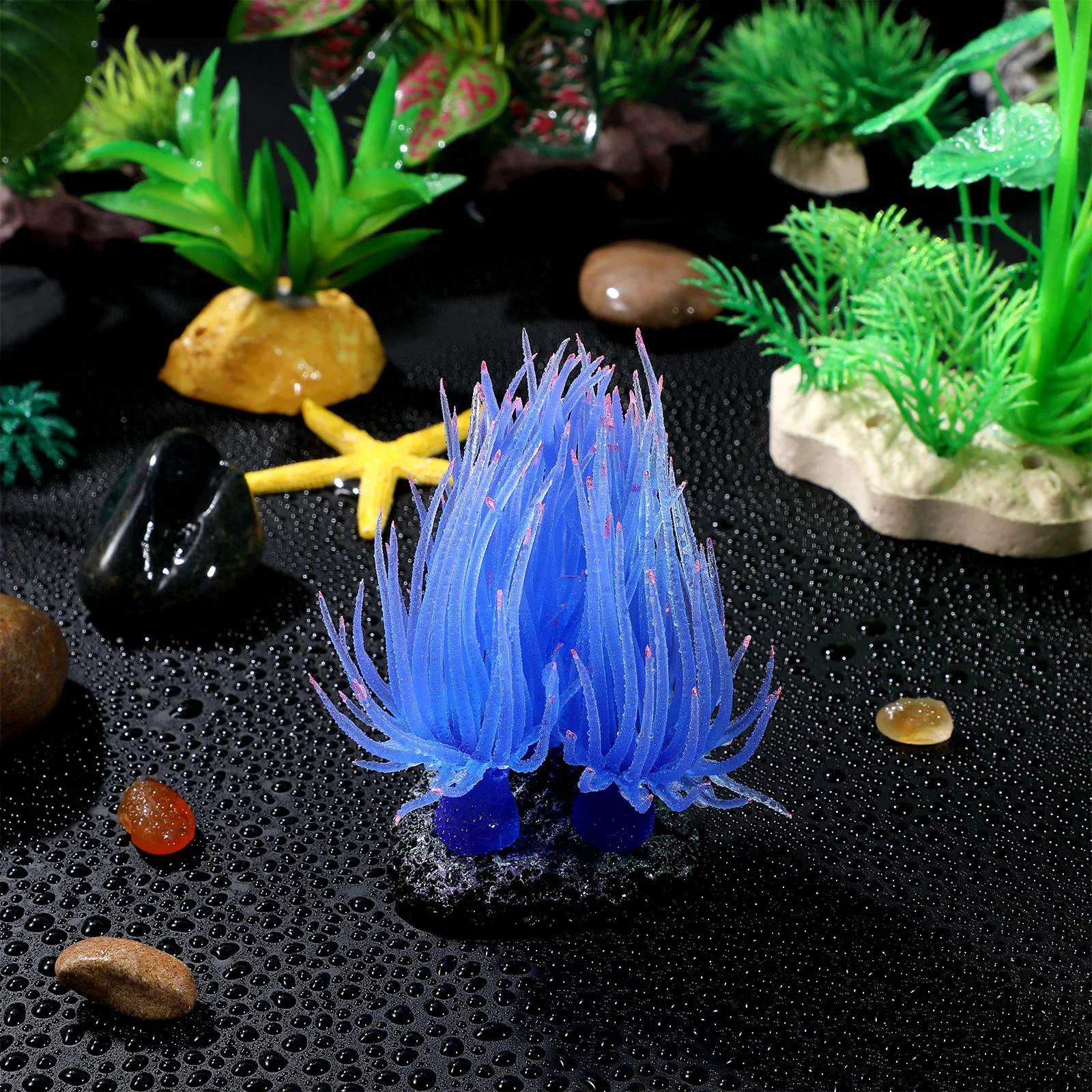Flexible Artificial Coral Soft Decor Fish Tank Aquarium Water Landscape Accessories Pet Products Non Toxic Sea Anemone Base
